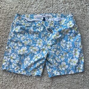 Pink House Mustique Blue Floral Swim Shorts